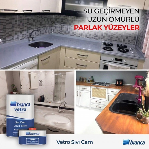 Bianca Vetro Sıvı Cam Şeffaf ve Parlak Su İzolasyon (Liquid Glass) 1 Kg